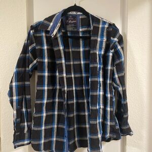 Blue and Black Plaid Shirt